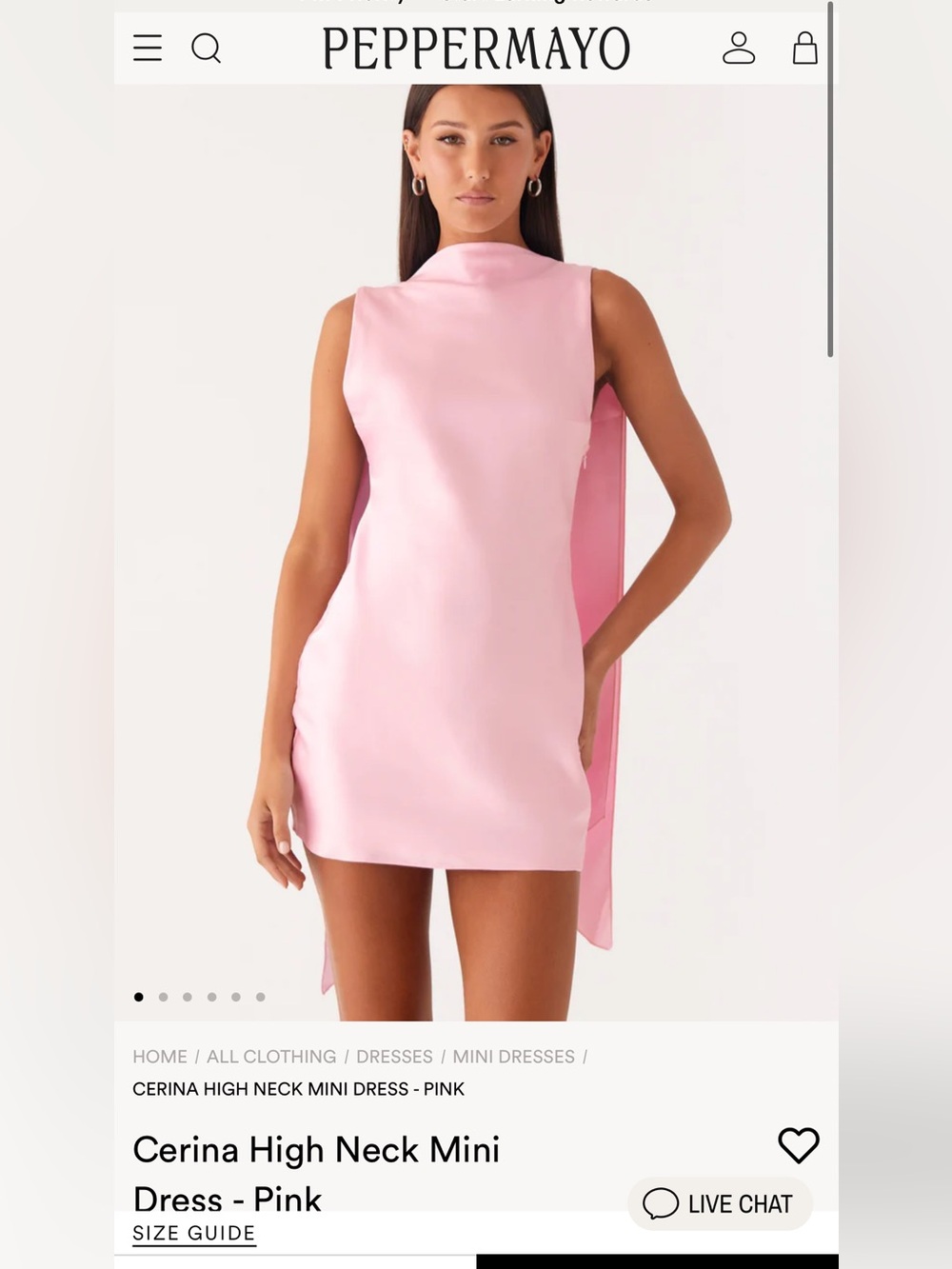 Peppermayo Pink High Neck Mini Dress